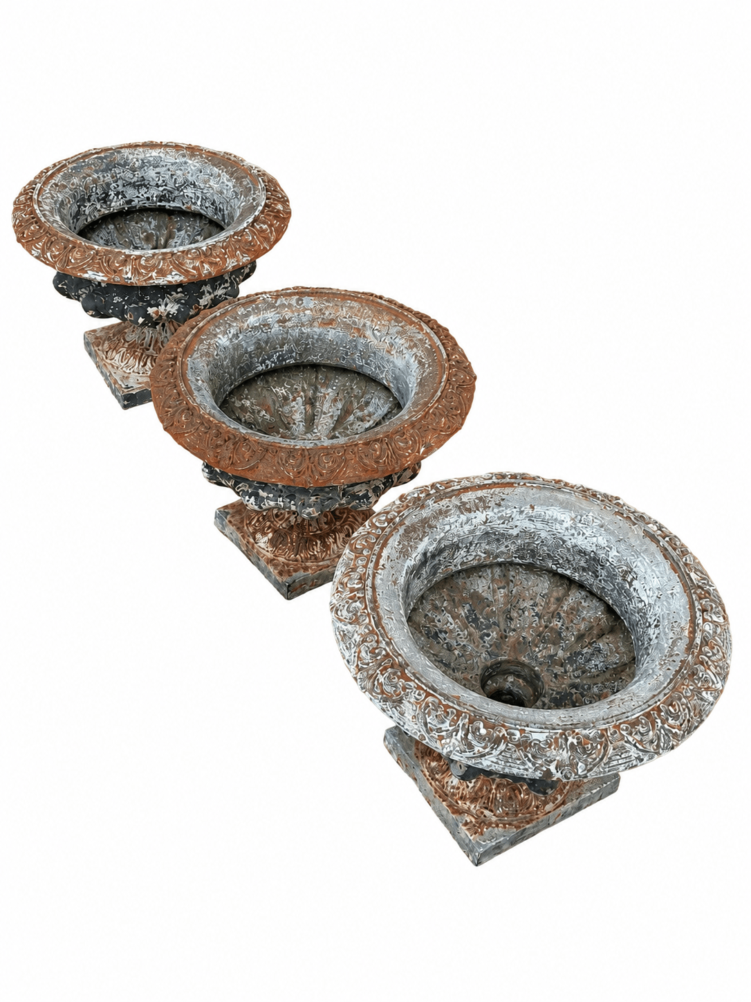 3 vasques de jardin anciennes en fonte – Style Médicis / Classique – Image 2