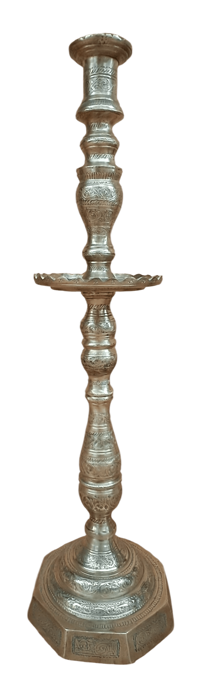 Grand Chandelier Ottoman Ancien en Bronze Massif / Laiton Ciselé - 73 cm / 7 kg